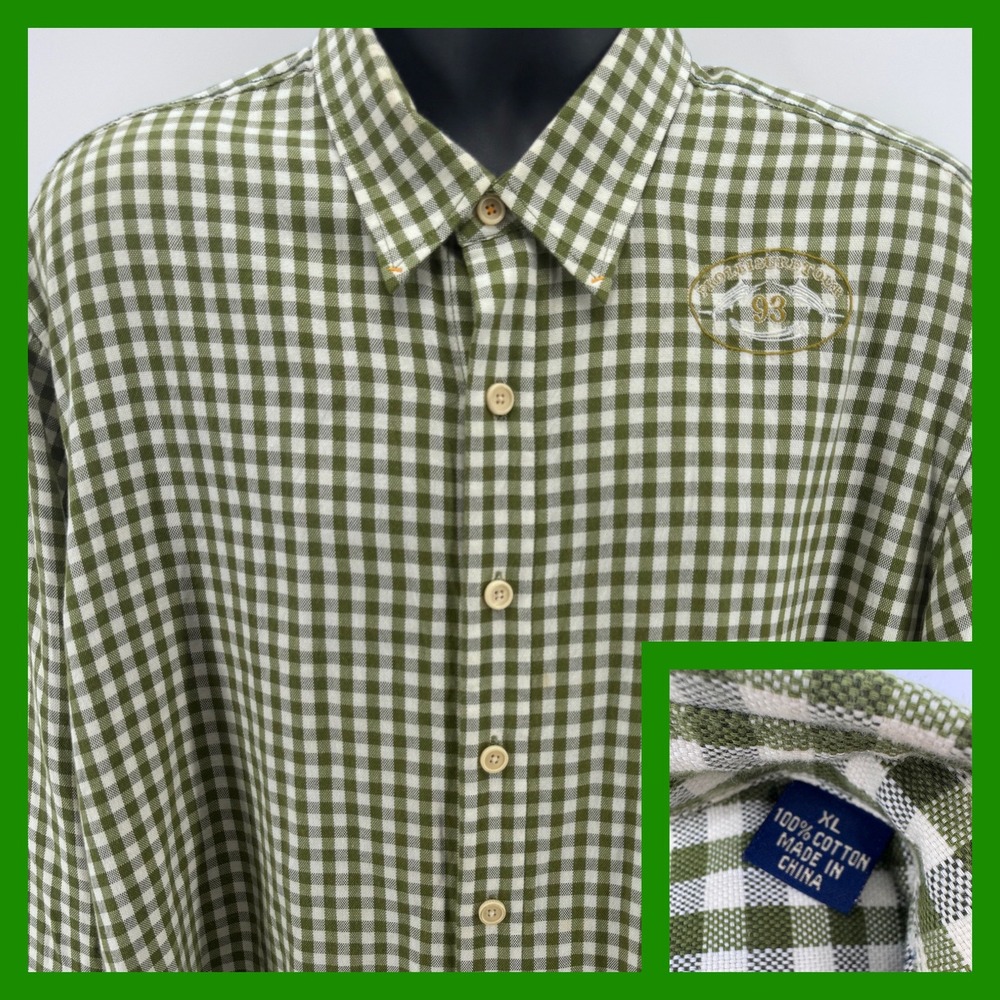 Tommy Bahama Pro Leisure Tour 93 Gingham Button Down Shirt Men's XL Cotton